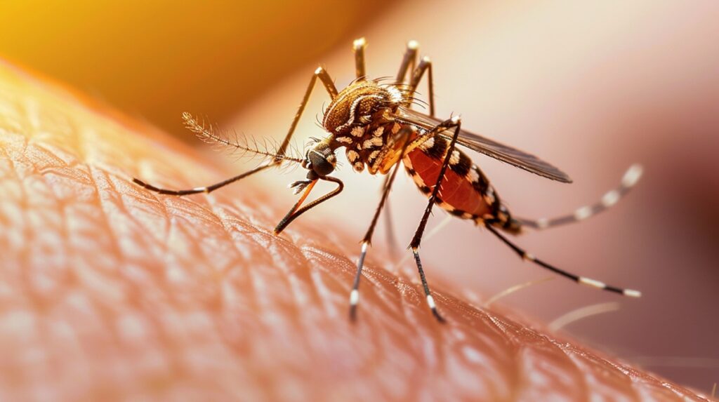 Imagem em zoom do mosquito Aedes Aegypti